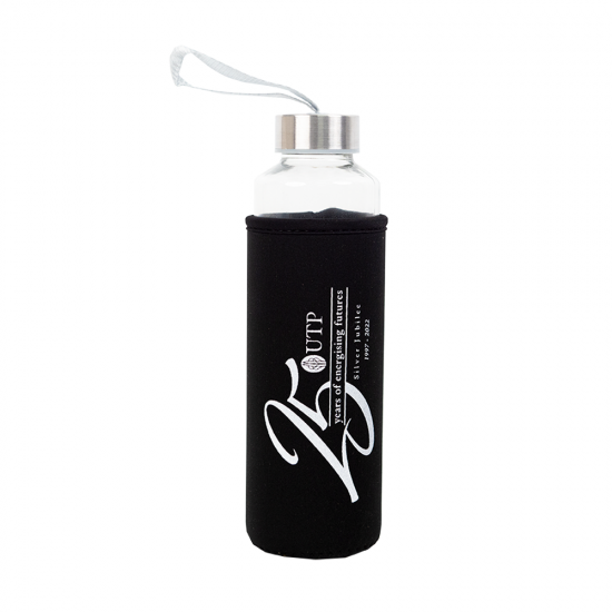 UTP 25TH ANNIVERSARY GLASS BOTTLE | GLASS BOTTLE WITH NEOPRENE POUCH UTP 25TH ANNIVERSARY GLASS BOTTLE | GLASS BOTTLE WITH NEOPRENE POUCH